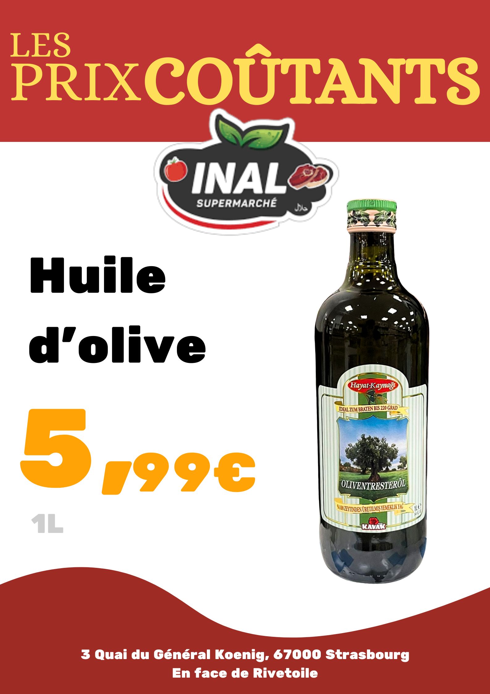Huile d'olive 1l à prix coûtant